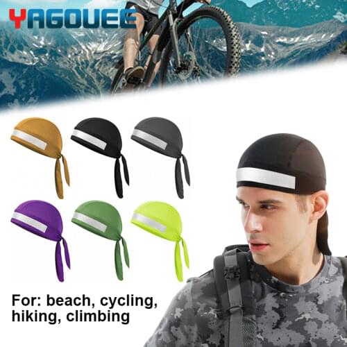 Quick Dry Pure Color Cycling Cap With Refelctive Tape Head Scarf Men Running Riding Bandana Pirate Hat Hood Headband