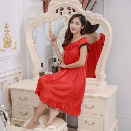 Elegant nightgowns fashion lace indoor clothing sexy short sleeve night gowns ladies sleepshirts dressing gowns for women