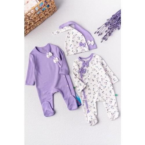 Babymod Baby Girl Rompers Floral Pattern Double Long Sleeve Jumpsuit Suit