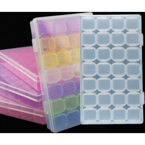 28 slots Practical jewelry Storage Boxes Adjustable Plastic Compartment Storage Box Jewelry Earring Bin Case Container Storage