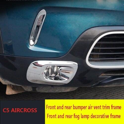 For Citroen C5 Aircross 2017 2018 2019 2021 Front Rear Fog Lamp Covers Trim Strip Light Eyebrows Trim Headlamp Frame Decoration