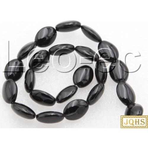Natural 13X18mm Flat Oval Black Agates Stone Beads for Jewelry Making 15" v1354