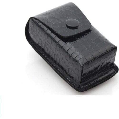 New Arrival Mens Portable Folding Ultra-light Glasses Black Case Leather Belt Glasses Cases Free Shipping