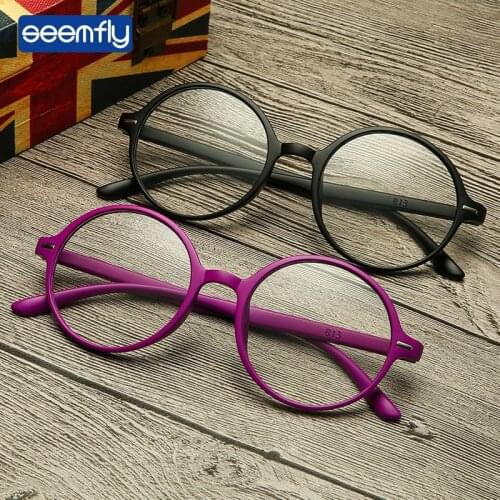 Seemfly New Round Frame Reading Glasses TR90 Stylish Hd resin Reading Glasses Portable Gift For Parents Presbyopic Magnification