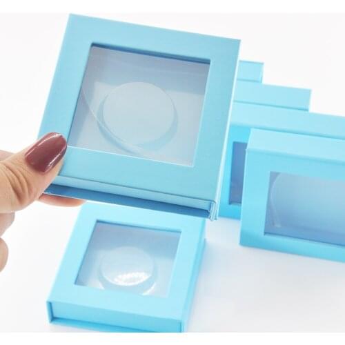 Wholesale Eyelash Packaging Box Lash Boxes Package Custom Square Blue 25mm False Eyelashes Makeup Storage Case bulk Vendors