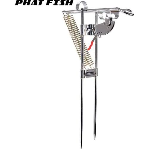 PHAT FISH Automatic Stainless Steel Adjustable Sensitivity Bracket Spring Fishing Rod Holder Stand for Bank Fishing on Shore