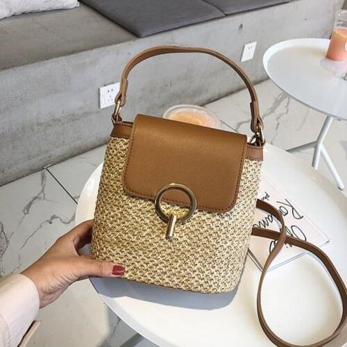 Women Boho Beach Bag Straw Bucket Bags For Women 2020 Summer Crossbody Bags Ladies Travel Handbags Girl Shoulder Messenger Bag