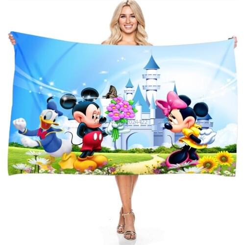 Mickey Mouse Minnie Mouse Couples Beach Towels Adult Childrens Bathroom Bath Towel 3D Digital Printing Rectangular Beach Towel