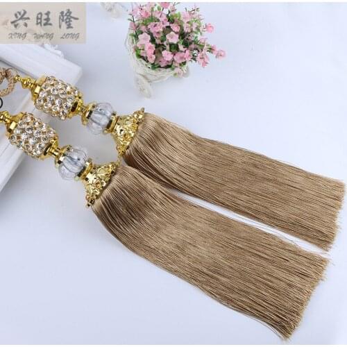 1 Pair Crystal Beads Balls Curtain Hanging Belt Window Curtain Accessories Strap Tassel Tiebacks Buckle Lashing Bind Decor