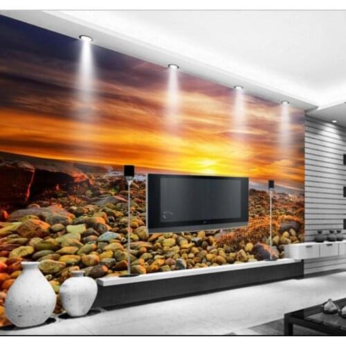 Custom photo wallpapers for walls 3 d murals Warm evening glow romantic beautiful stone beach mural background wall papers