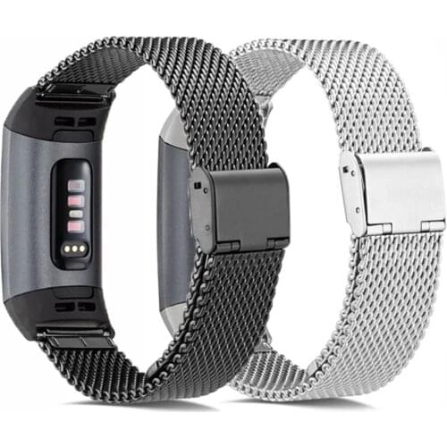 KTAB Milanese Loop Strap For Fitbit Charge 4 Charge 3 Stainless Steel Metal Replacement Wirstband For Fitbit Watch Accessories