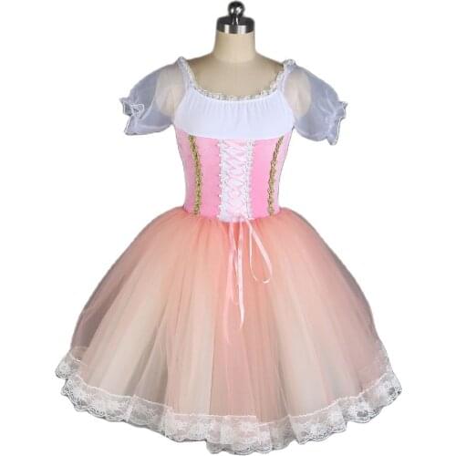 Pale Pink Romantic Tutu Skirt Short Sleeve Ballerina Dress Velvet Leotard Bodice with Attached Soft Tulle Puffy Tutus 21021