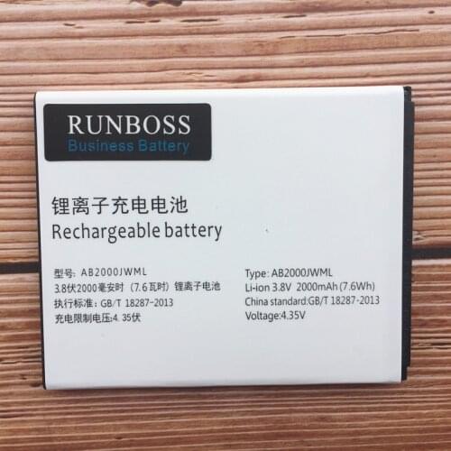 Runboss Original AB2000JWML Battery For Xenium S337 CTS337 Cellphone For PHILIPS AB2000JWMT Mobile Phone 4.35V Tracking Number