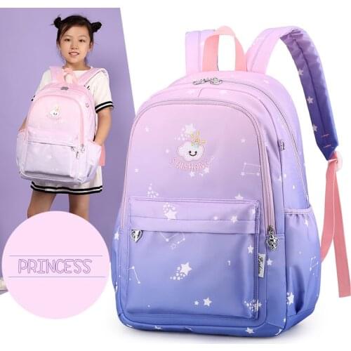 Girls Pink Princess School Bag Large Capacity Kids School Backpack 3-6 Grade Waterproof Bagpack Children Lightweight Sac Mochila