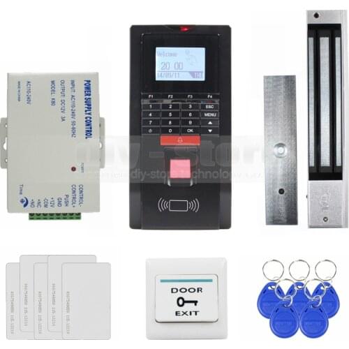 DIYSECUR Full Fingerprint ID Card Reader Password Keypad Door Access Control System + Power Supply + 280kg Magnetic Lock Kit