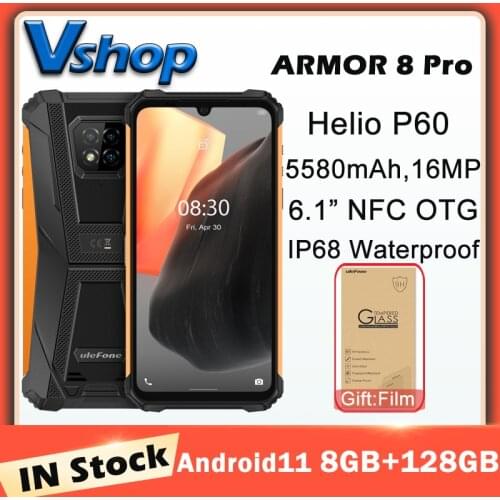 Ulefone Armor 8 Pro Android 11 8GB+128GB Waterproof Rugged Mobile phone NFC/IP68/ Smartphone 6.1" 5580mAh NFC 4G Cellphone