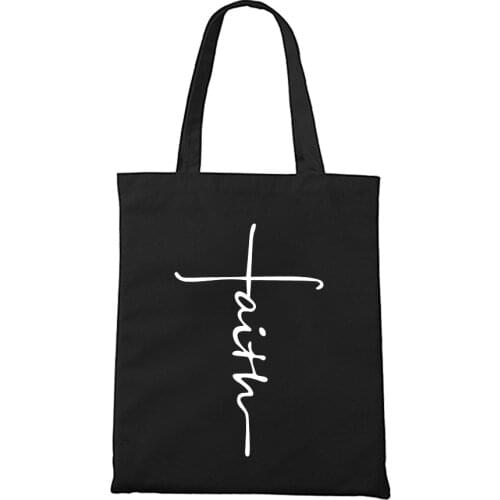 Abstract Letters Print Black Shopping Bag Harajuku Shopper Bag Women Canvas Shoulder Bag Large-capacity Book Bags For Girls