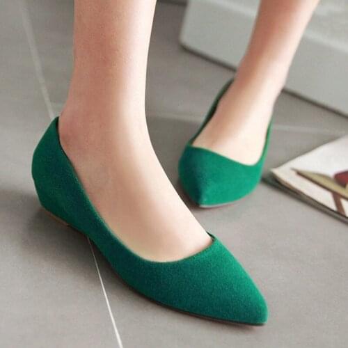 Spring Low Heels Ladies Wedges Shoes Pointed Toe Women Shoes 2020 Comfort Casual Office Shoes Pumps Green Plus Size 9 10 41 43