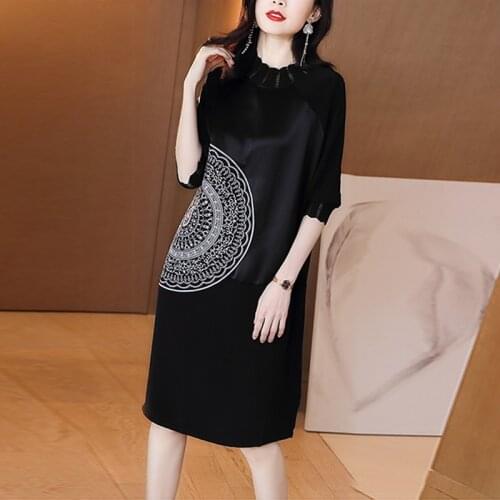 2021 Fashion Spring Chiffon Embroidery Dress Women Short Sleeve Ladies Elegant Black Dress Female Vestido High Quality Dresses