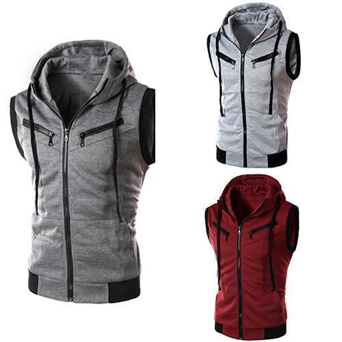 Brand Vest Men Fashion Sleeveless Hoodies Cardigans Jacket Autumn Spring Zipper Pockets Mens Vest Waistcoat chalecos para hombre