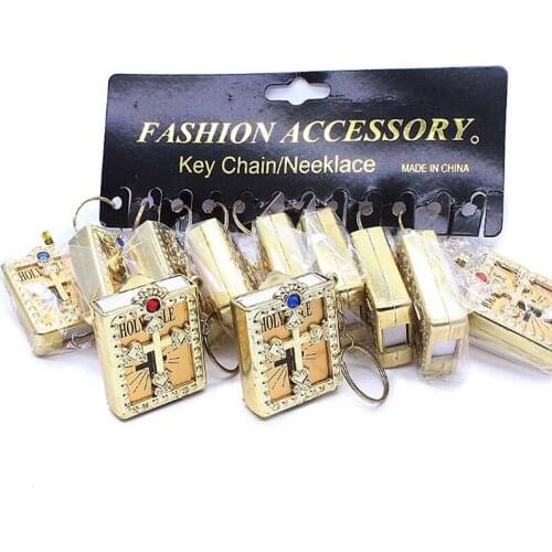 1 Pcs Mini Bible Book Keychain Jewelry Deco Gift Key Pendant Cross Mini Bible Pendant
