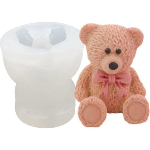 1pcs 3D Bear Silicone Soap Mold Kitchen Fondant Cake Mould Chocolate Candle Maker Kitchen Baking Accessories