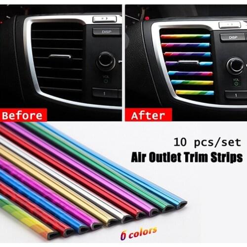 10X Car Air Conditioner Outlet Vent Grille Decoration U Shape Molding Trim Strip