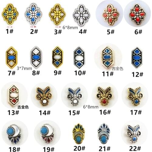 10pcs/lot Japan Korea 3D Alloy Nail Decorations Metal Retro Bohemia Style Nail Art Accessories Charm Styling Tools Nail Parts