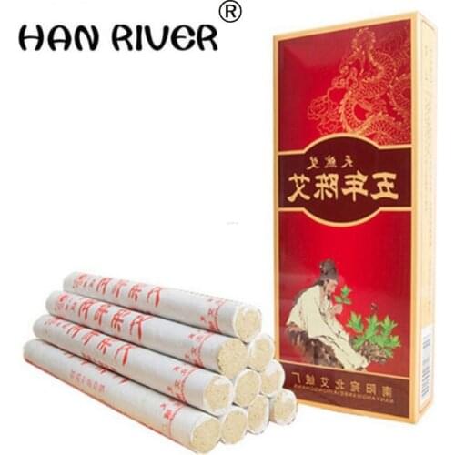 10 Pack = 1 box of moxa 18MM * 200MM Ai column for five years Chen family moxa Ai Sunburn wormwood Massage High quality portable