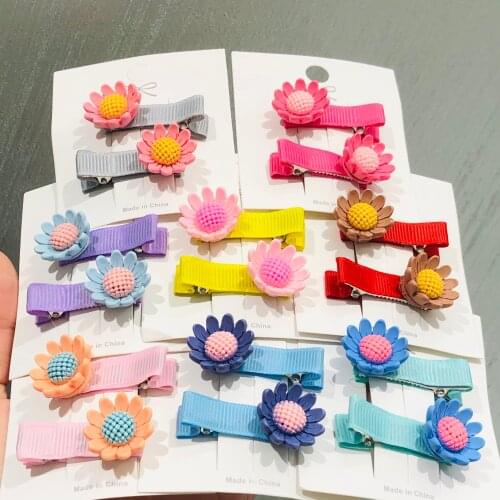 2Pcs 3D Sunflower Flower Hairpins For Girls Headwear Sweet Hair Clips Barrettes Kids Fashion Hair Accessories Brithday Gift