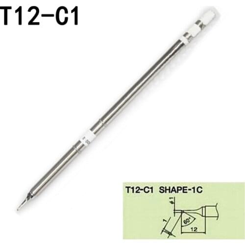 2pcs T12-C1 Solder Iron Tips High Quality T12-C1 Lead-Free Soldering Iron Tip For HAKKO FX-951/FX-952 Soldering Station