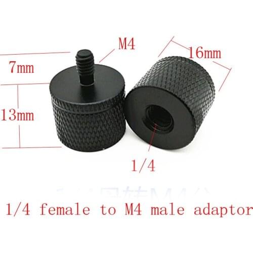 2pcs 1/4" female to M4 male Thread Metal Adapters Tripod Plate Flash Light Mic Converter fr SLR Camera Stand m4 to 1/4 adaptor