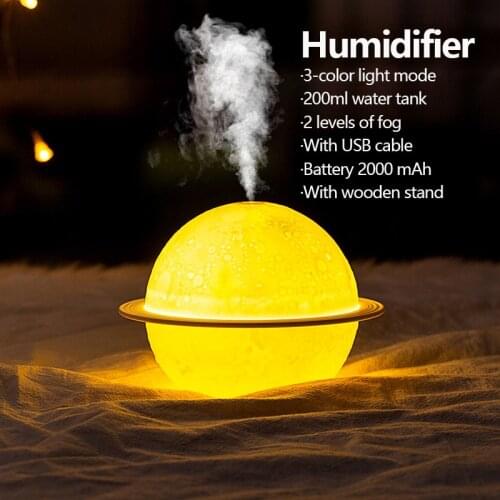 200Ml 3D Moon Lamp Air purifier Touch Aromatherapy Machine Mist Anti-Drying USB Filter Air Humidifier Moon-Shaped with Stands