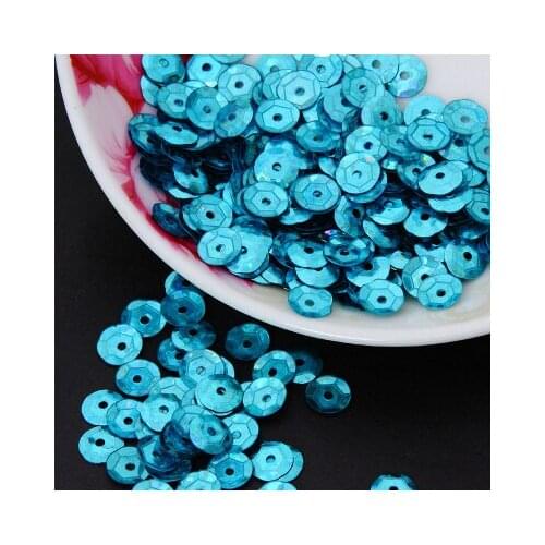 50g(1650pcs) 8mm Cup Laser Bright Sequin Round Paillettes Sewing Wedding Craft Embossing Light Blue Laser