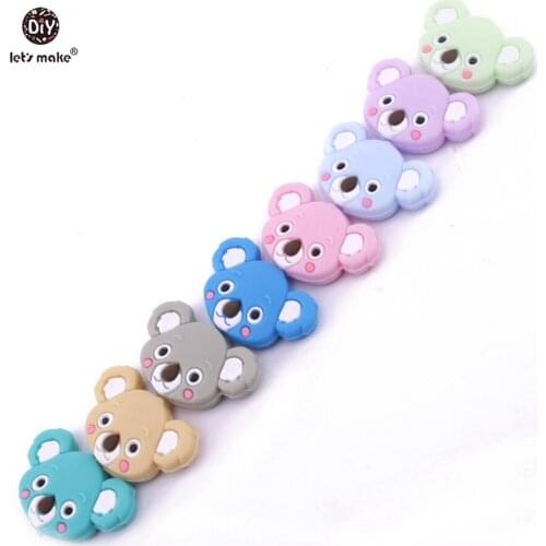Lets Make Baby Nursing Accessories Siilicone Koala Beads 50pcs Food Grade Silicone Teether DIY Jewelry Teething Necklace Beads