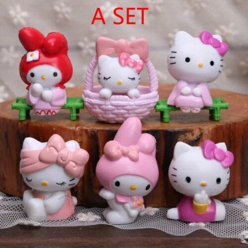 Cute HelloKitty Dolls Anime Action Figures Model Toys KT Cat Accessories Doll Cake Decoration Girls Toys Kids Birthday Gift