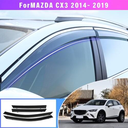 Car Sunny Visor For MAZDA CX-3 2018 2019 Smoke Car Window Visor Sun Rain Guard Wind Deflectors Accessories 4PC