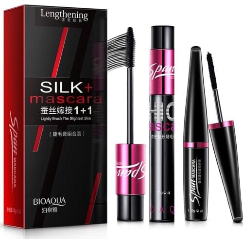 BIOAQUA 1pcs False Eyelashes+1pcs Mascara 3D Fiber Makeup Eyelashes Lengthening Mascara Volume Express Maquiagem Eyelash 2 In 1