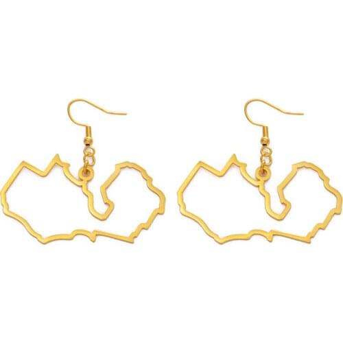 Anniyo The Exaggerated Design of Zambian Earrings Stainless steel Gold Color Zambian Map Big Earrings Jewelry #166721