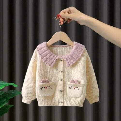 Spring Autumn Girls Baby Sweater Jacket Cardigan New Children Knitted Jacket Girl Jacket Kids coat For Girl 0 3 5 7Y