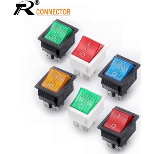 KCD4-201N-B Rocke Switch Rocker Power Reset Button with Light 16A 250V 20A 25V 4/6pin 2Position