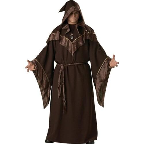 Adult Pastor godfather male wizard Cosplay Costume Halloween Party stage Performance Religious Priest Monk Robe Dress