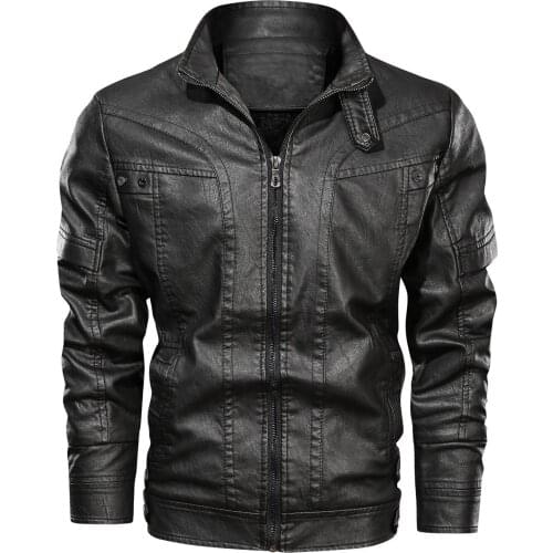 New Mens Leather Jackets Autumn Casual Motorcycle PU Jacket Biker Leather Coats Brand Clothing EU Size