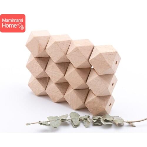 Mamihome 20pc 14mm-20mm Beech Wooden Octagon Beads Baby Teether BPA Free DIY Pacifier Pendant Wooden Blank ChildrenS Goods Toys