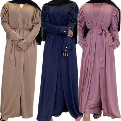 Muslim Women Abaya Kaftan Middle East Dubai Islamic Clothing Hijab Dress Arabic Turkey Ramadan Caftan Solid Color Open Kimono