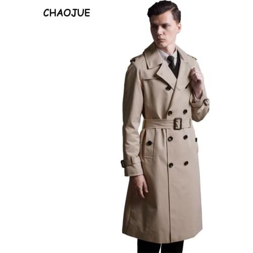 CHAOJUE Double Breasted Trench For Men 2018 Spring/Autumn England Fashion Long Coat Oversize Causal Trenchcoat Free Shipping