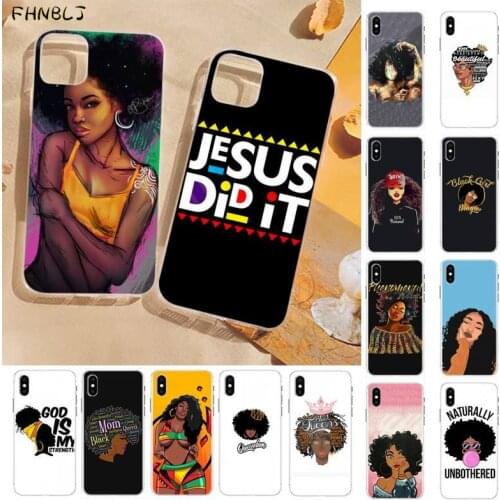 FHNBLJ Afro Black Girl Magic Queen Melanin Poppin Soft Shell Phone Case for iPhone 11 pro XS MAX 8 7 6 6S Plus X 5S SE 2020 XR