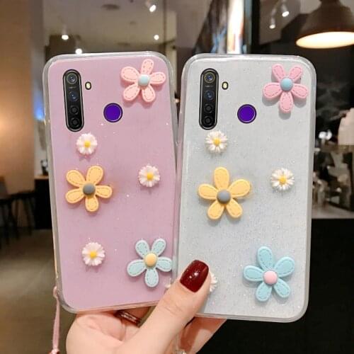 Clear 3D Daisies Flower Soft Case for Oppo A5 A8 A9 2020 A52 A72 A53 Realme XT 5 6 Pro C2 C3 C11 C12 C15 X7 Phone Cover