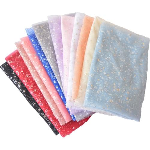 150x100CM Soft Mesh Tulle for Garden Party Stage Wedding Decor Organza DIY Glitter Silver Star Sequin Dress Decoration Fabric