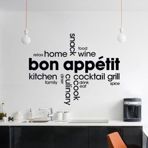 Kitchen Bon Appetit Words Wall Art Decal Kitchen Sticker For Home Kitchen Decoration Removable A002750